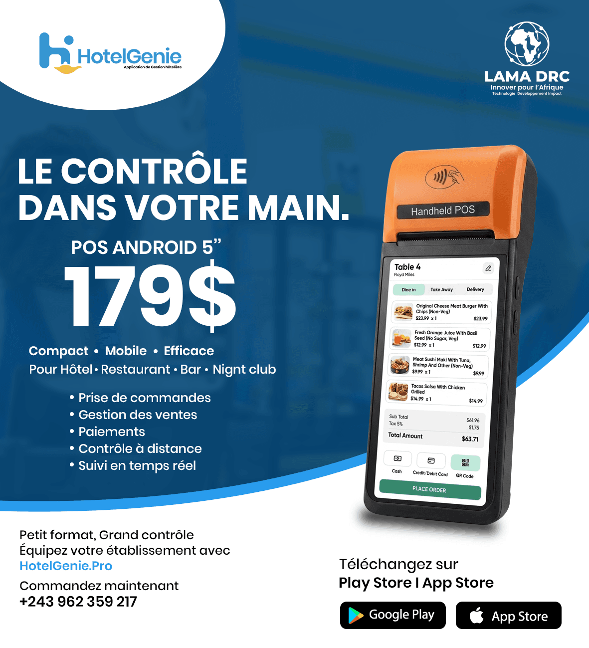 POS Android 5" — Handheld — Compact • Mobile • Efficace