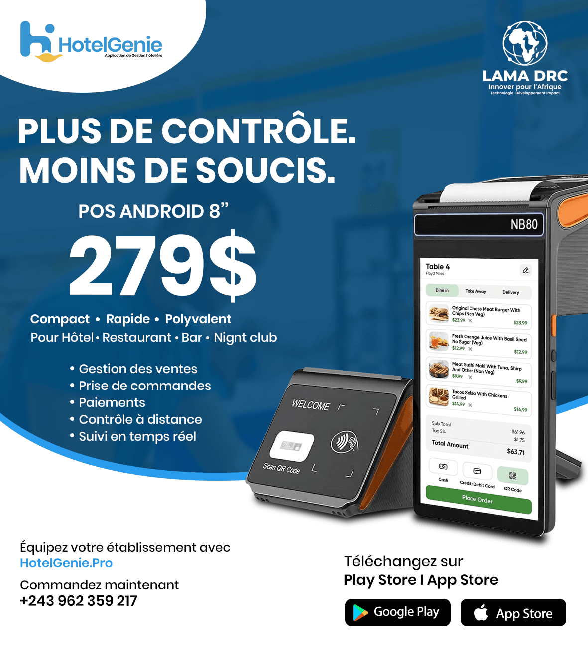 POS Android 8" — Compact • Rapide • Polyvalent